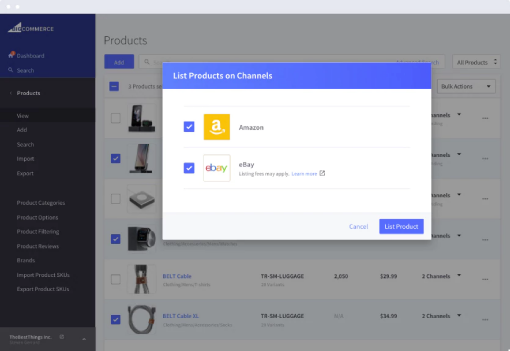 Channel management for Amazon and eBay by BigCommerce